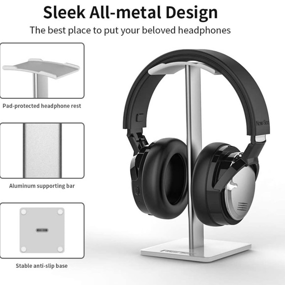 NWT New Bee NB-Z1 silver and white headphone stand - Picture 1 of 5